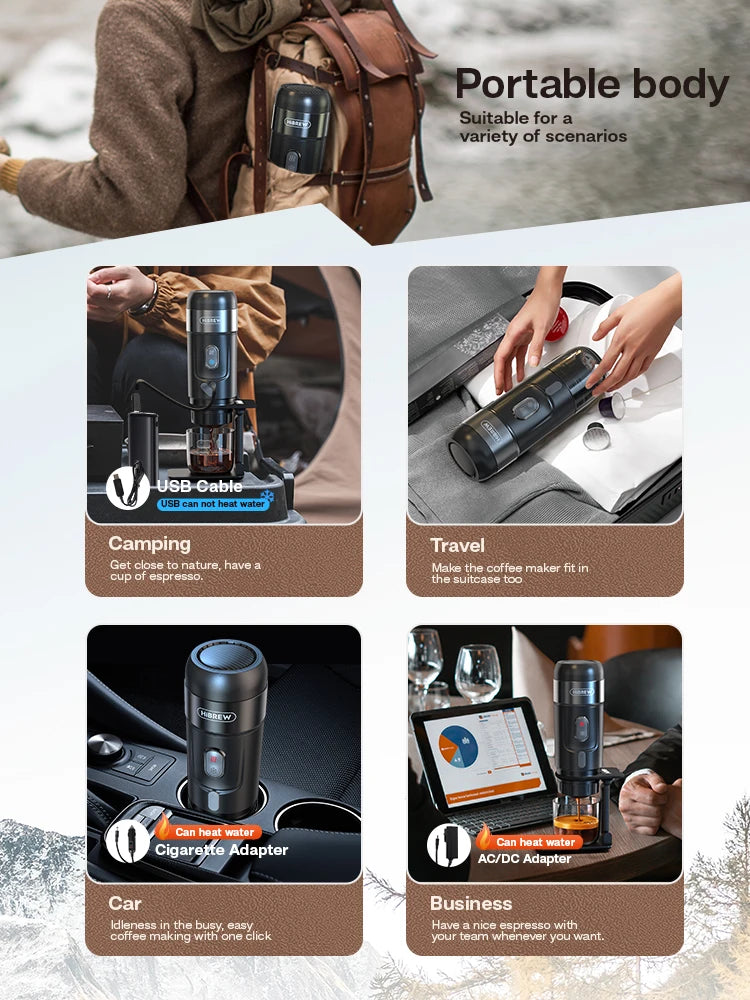 HiBREW Portable 12V Espresso Machine – For Car & Home, Compatible with Nespresso & Dolce Gusto Pods