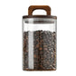 Airtight Glass Jar with Wood Lid (800-2100ml) – Storage for Coffee, Grains & More